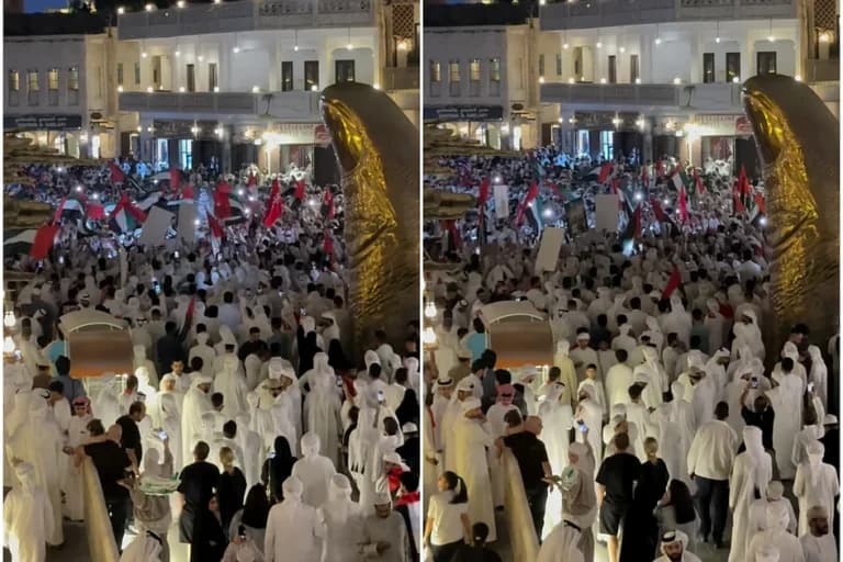 Watch: Sea of UAE fans take to Doha streets ahead of World Cup qualifiers